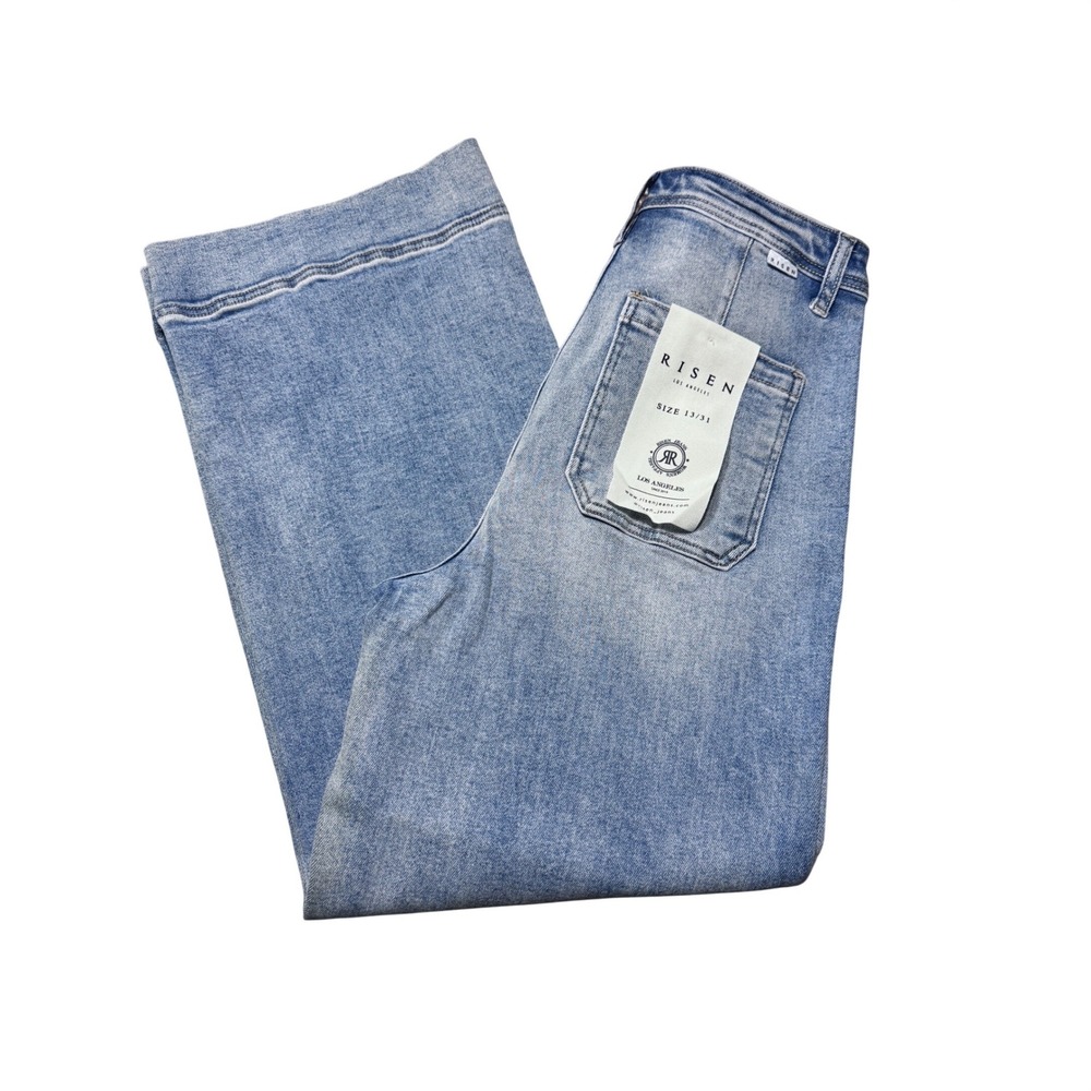 Risen Jeans Wide Leg Denim Light Wash Blue Size 13 / 31 Boho Western Retro